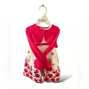 NWT 24 mo Embroidered Christmas white and red Purple&Rose dress. Dsct w bundle.